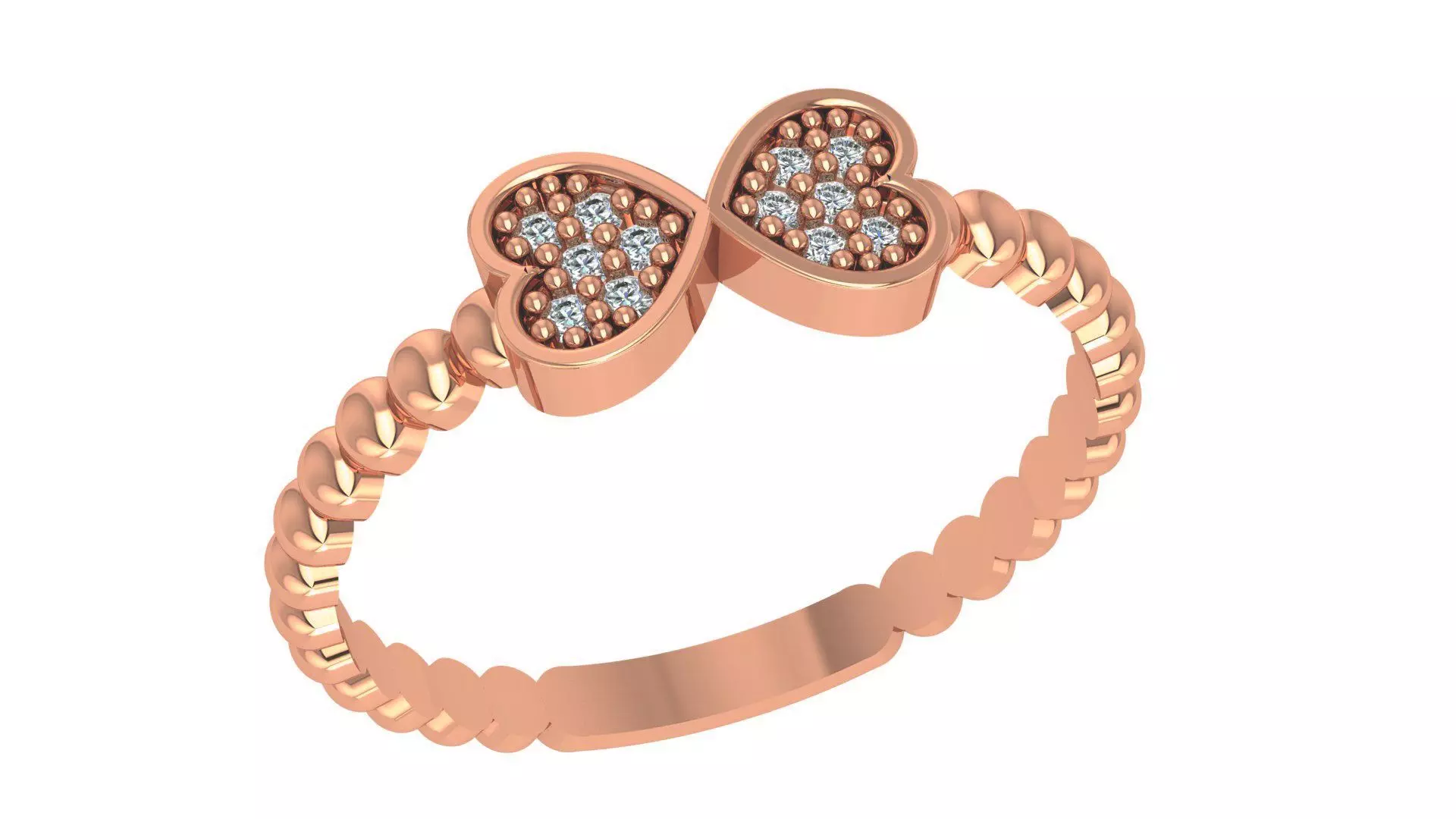 Bow Tie Heart Beads Light Weight Ring 3dm stl renders 3D print model_0
