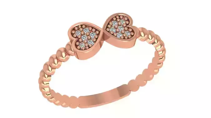 Bow Tie Heart Beads Light Weight Ring 3dm stl renders 3D print model Bow Tie Heart Beads Light Weight Ring 3dm stl renders 3D print model