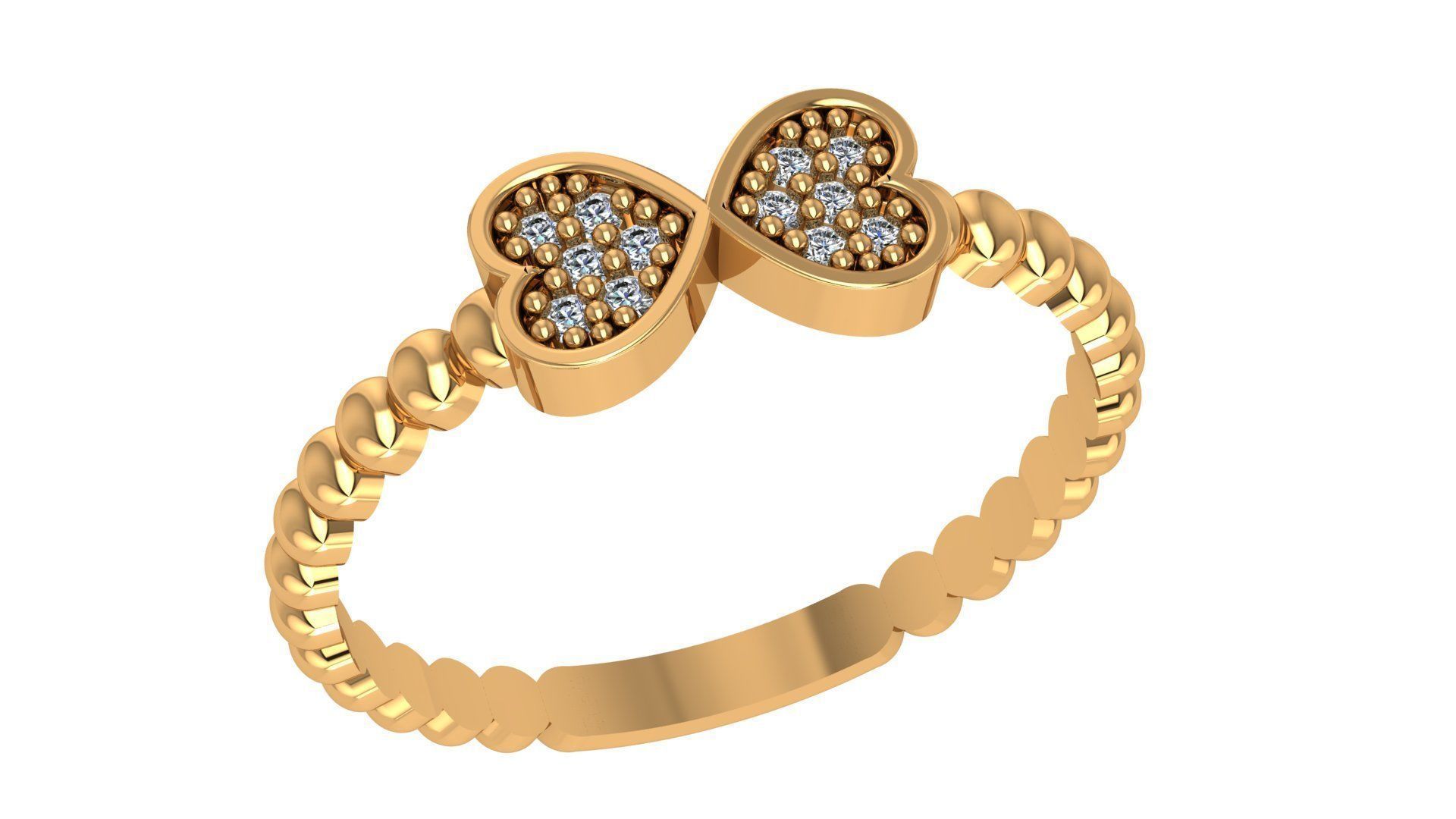 Bow Tie Heart Beads Light Weight Ring 3dm stl renders 3D print model_1