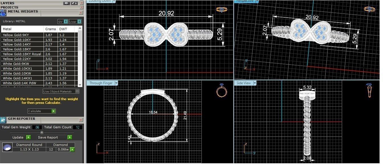 Bow Tie Heart Beads Light Weight Ring 3dm stl renders 3D print model_3