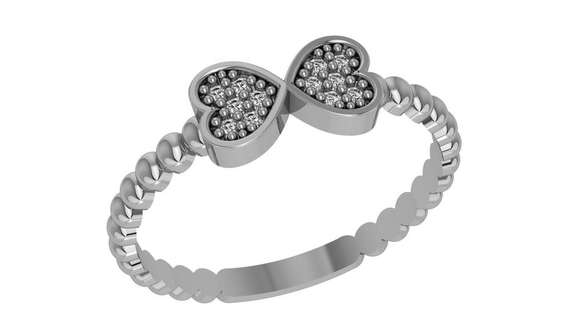 Bow Tie Heart Beads Light Weight Ring 3dm stl renders 3D print model_2