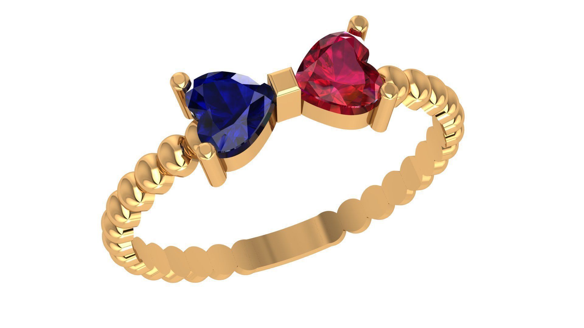 Ruby Sapphire Gemstone Bow Tie Ring 3dm stl renders details  3D print model_1