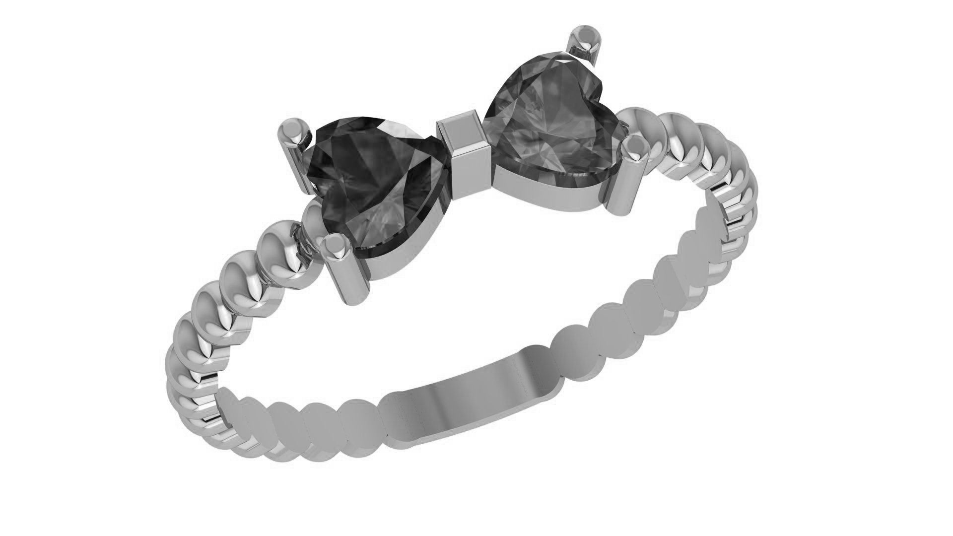 Ruby Sapphire Gemstone Bow Tie Ring 3dm stl renders details  3D print model_2