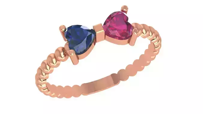 Ruby Sapphire Gemstone Bow Tie Ring 3dm stl renders details  3D print model