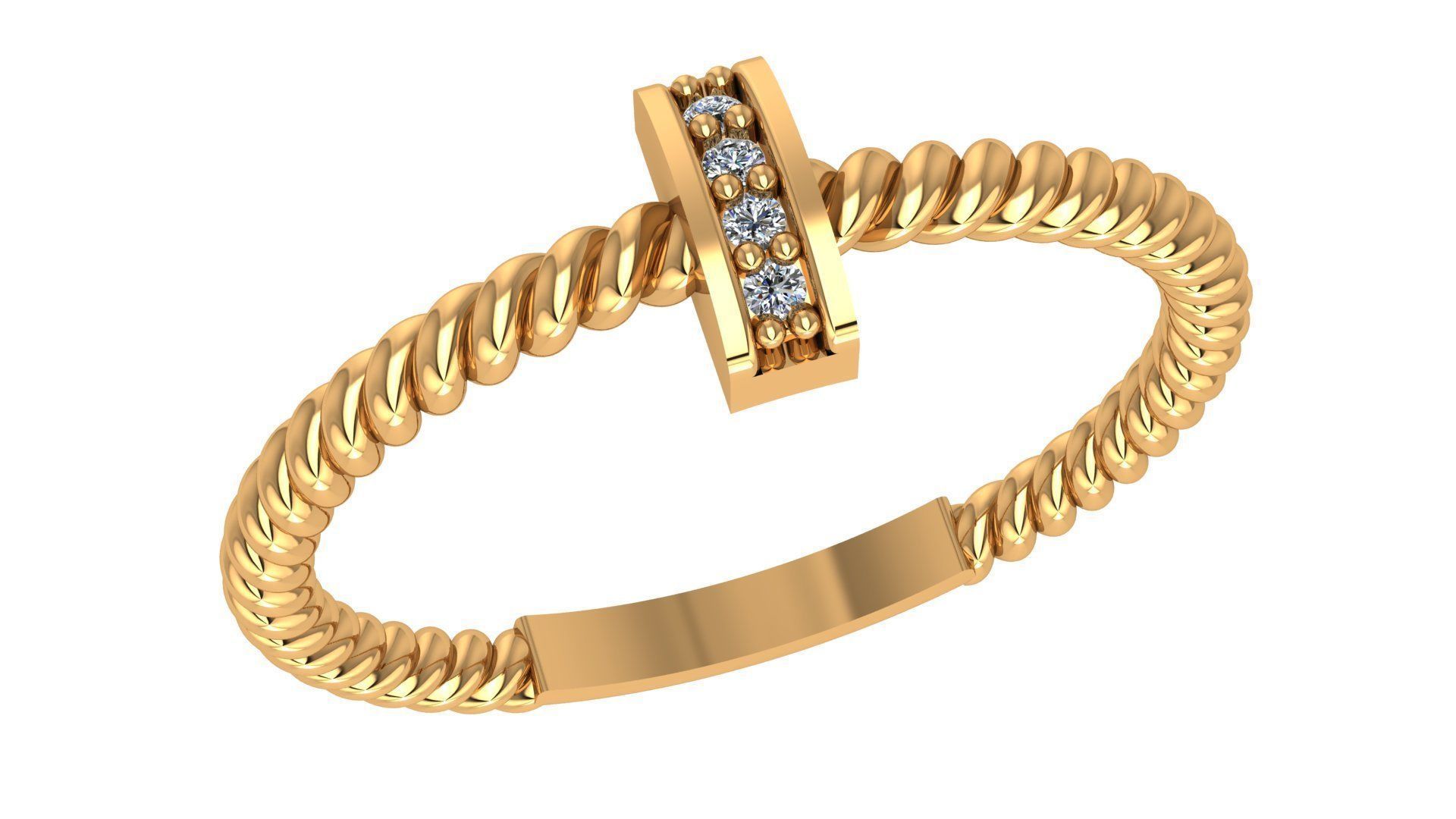 Twisted Wire Light wt minimalist Ring 3dm stl renders 3D print model_1