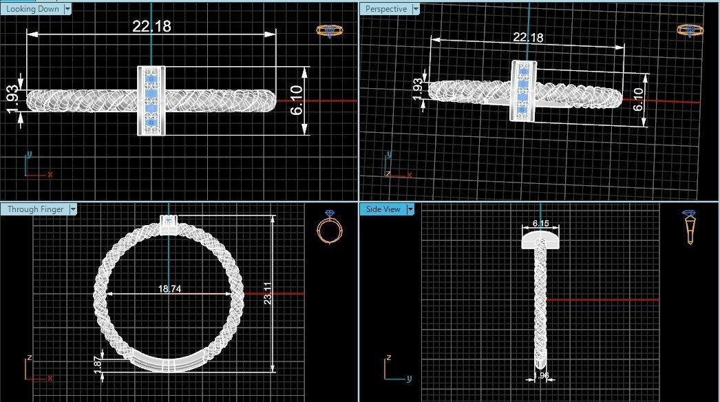 Twisted Wire Light wt minimalist Ring 3dm stl renders 3D print model_3