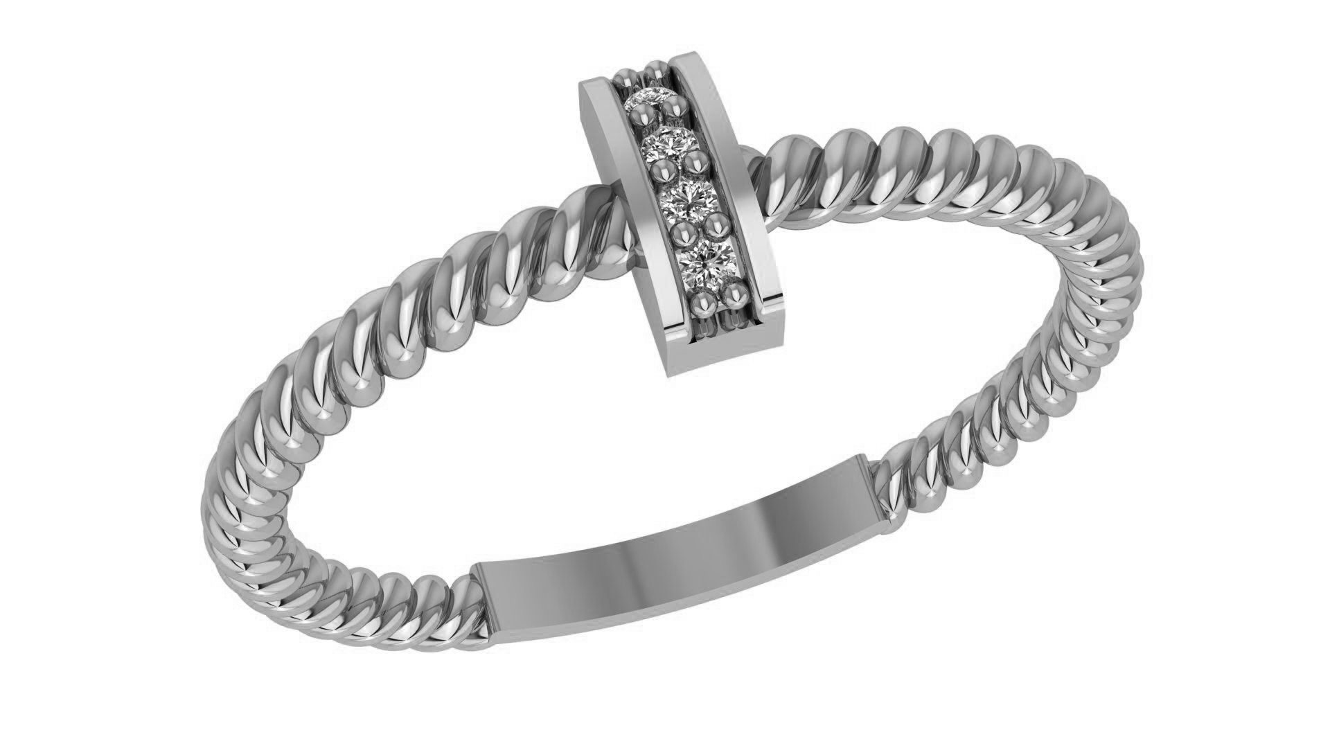 Twisted Wire Light wt minimalist Ring 3dm stl renders 3D print model_2