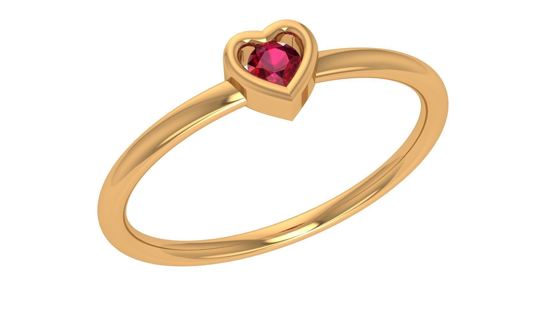 Heart Ruby Light wt minimalist Ring 3dm stl renders 3D print model_1