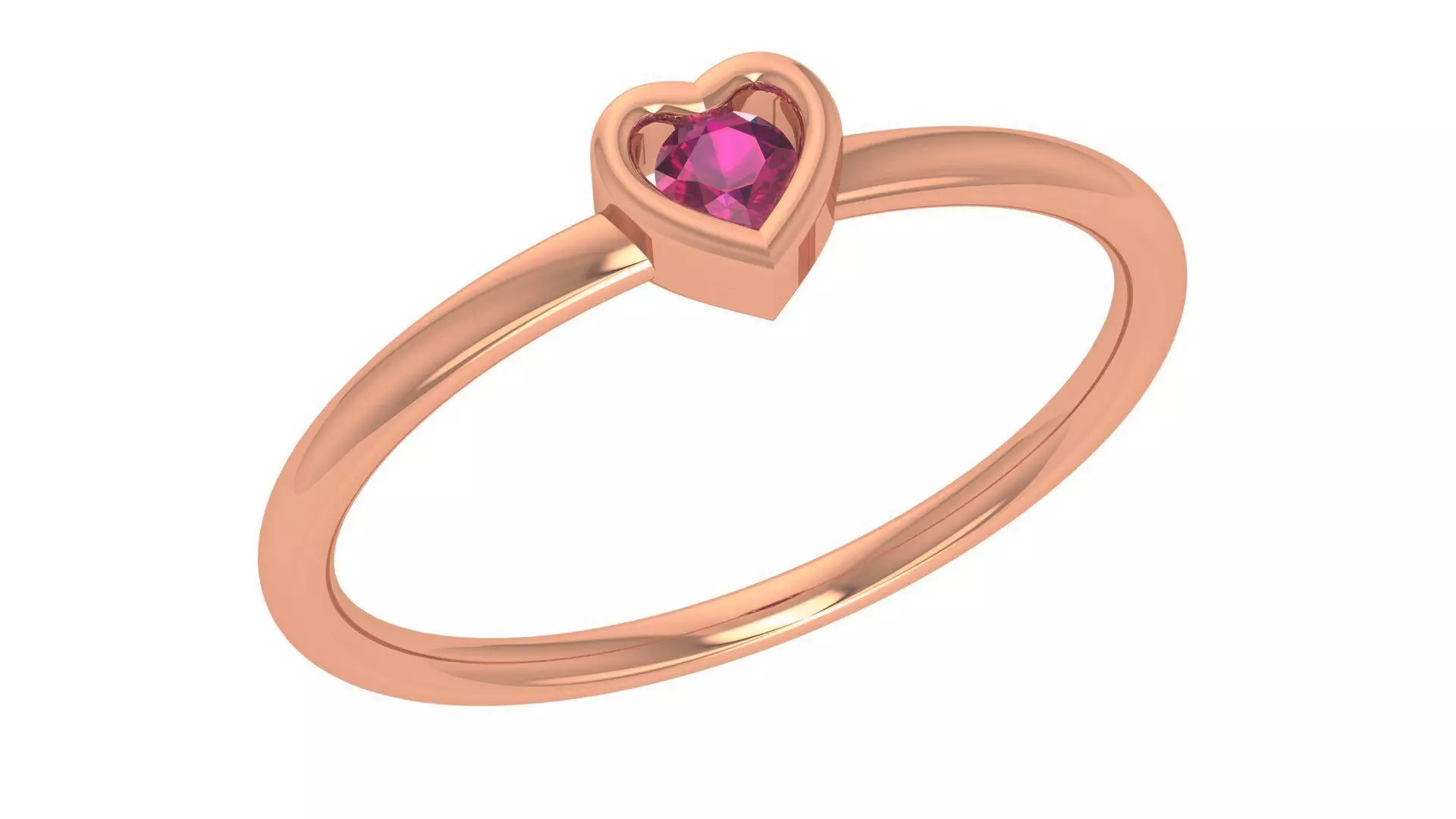 Heart Ruby Light wt minimalist Ring 3dm stl renders 3D print model_0