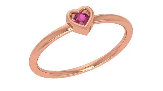 Heart Ruby Light wt minimalist Ring 3dm stl renders 3D print model