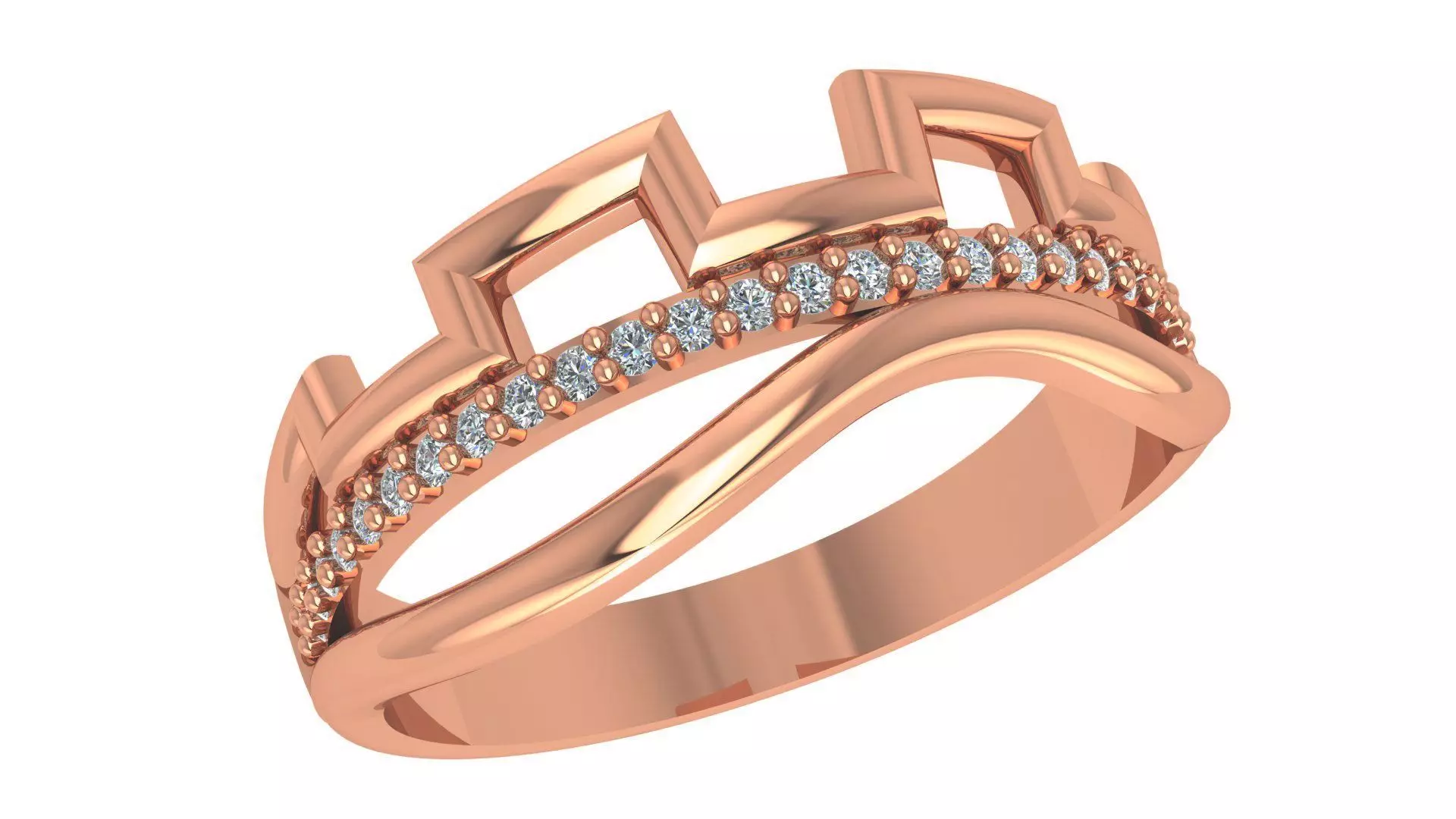 Wire High Jewelry Cocktail Ring 3dm stl renders details  3D print model_0