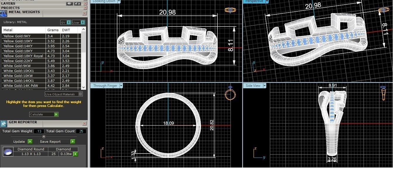 Wire High Jewelry Cocktail Ring 3dm stl renders details  3D print model_3
