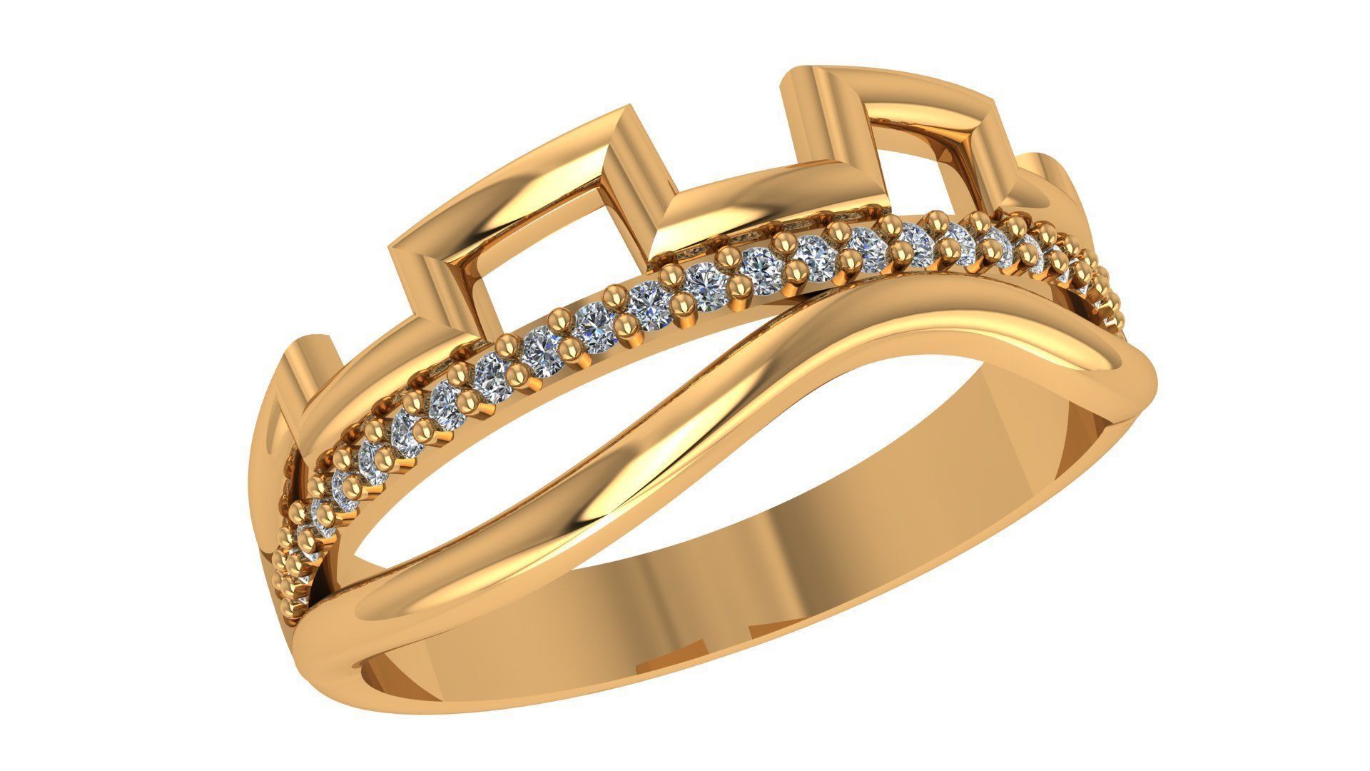 Wire High Jewelry Cocktail Ring 3dm stl renders details  3D print model_1