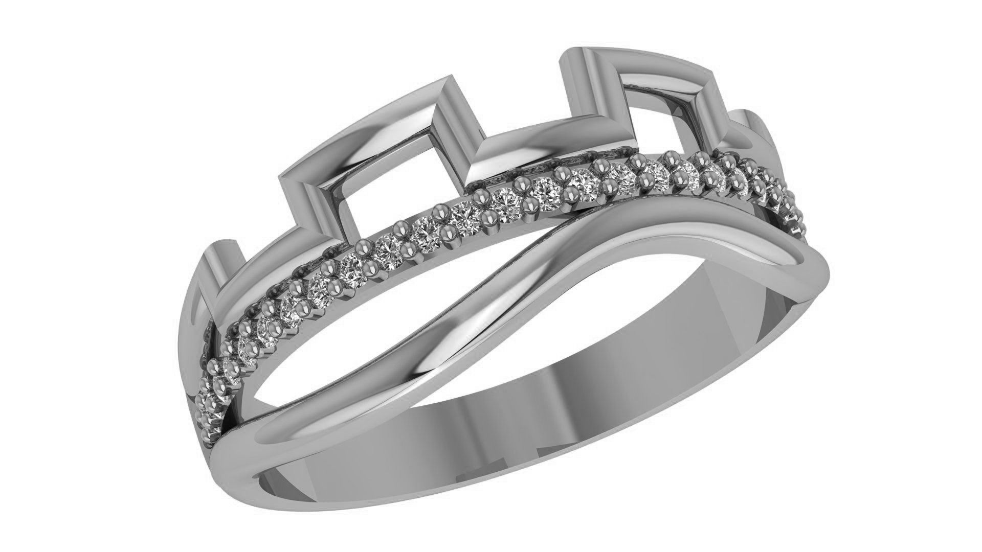 Wire High Jewelry Cocktail Ring 3dm stl renders details  3D print model_2