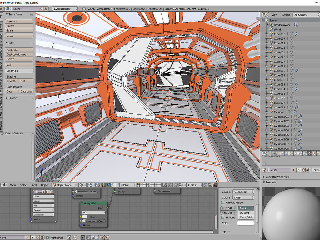 Modern Scifi Corridor 3d Modules with doors Low-poly 3D model_3