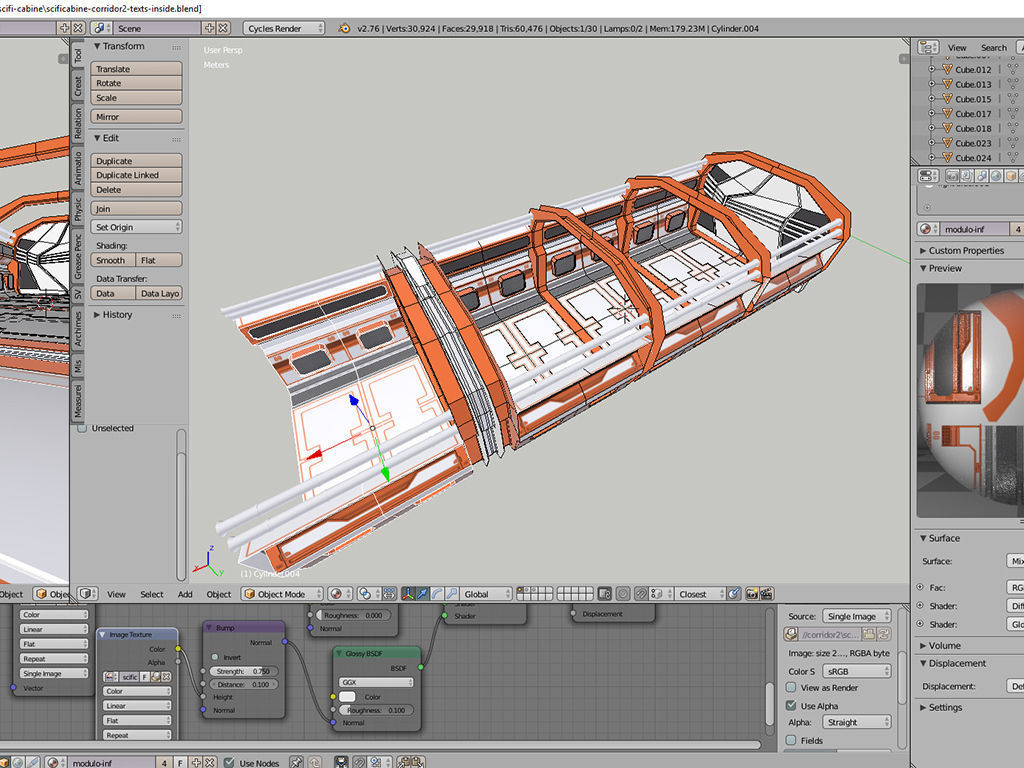 Modern Scifi Corridor 3d Modules with doors Low-poly 3D model_2