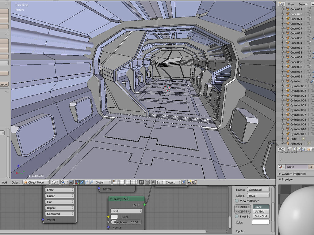 Modern Scifi Corridor 3d Modules with doors Low-poly 3D model_5