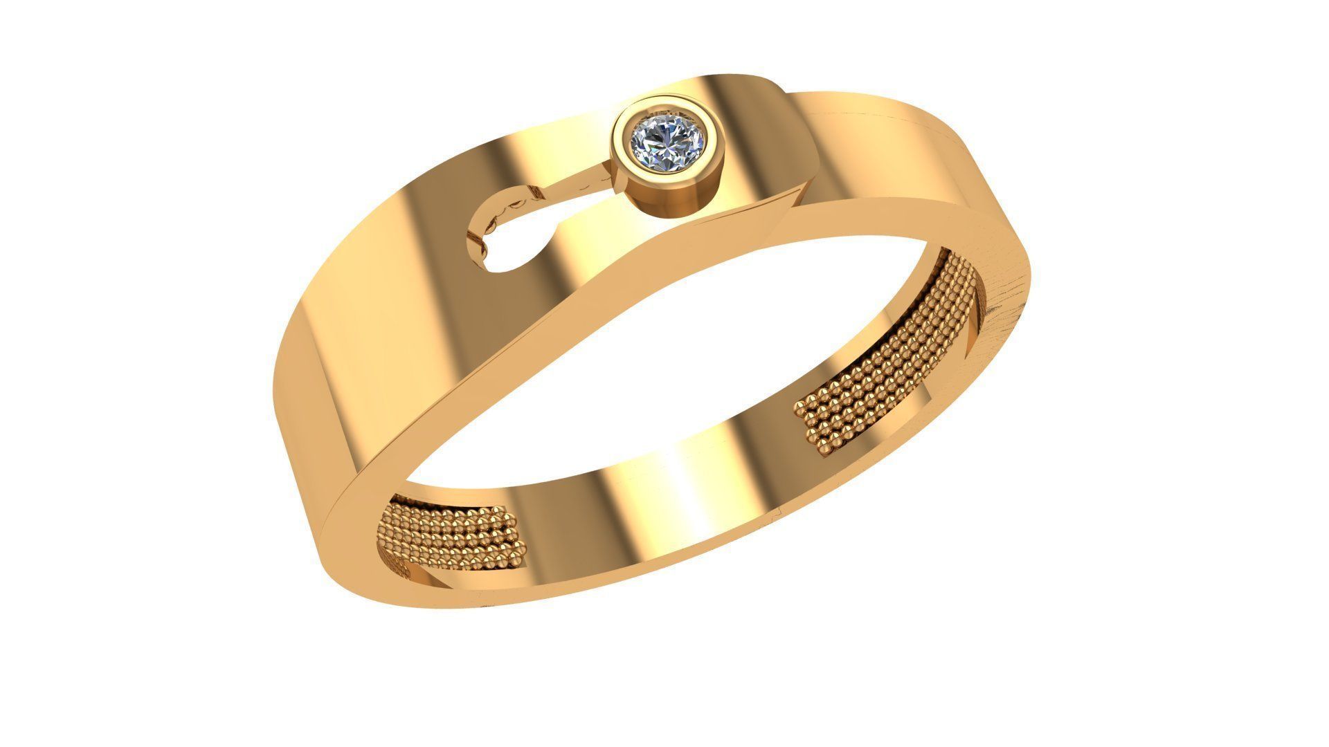 Pin Lock Solitaire Band Ring renders 3dm stl details 3D print model_1