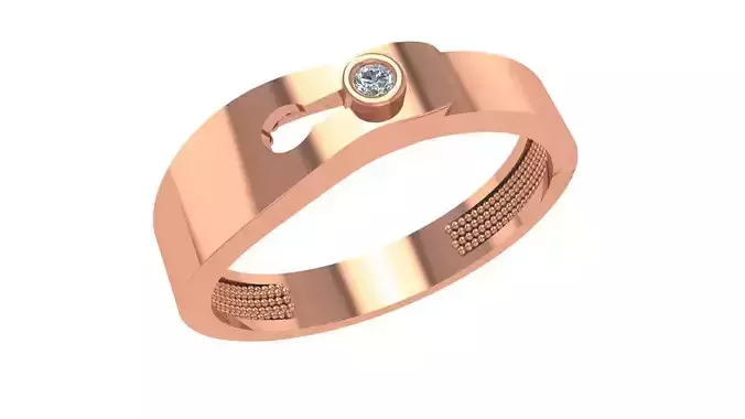 Pin Lock Solitaire Band Ring renders 3dm stl details 3D print model