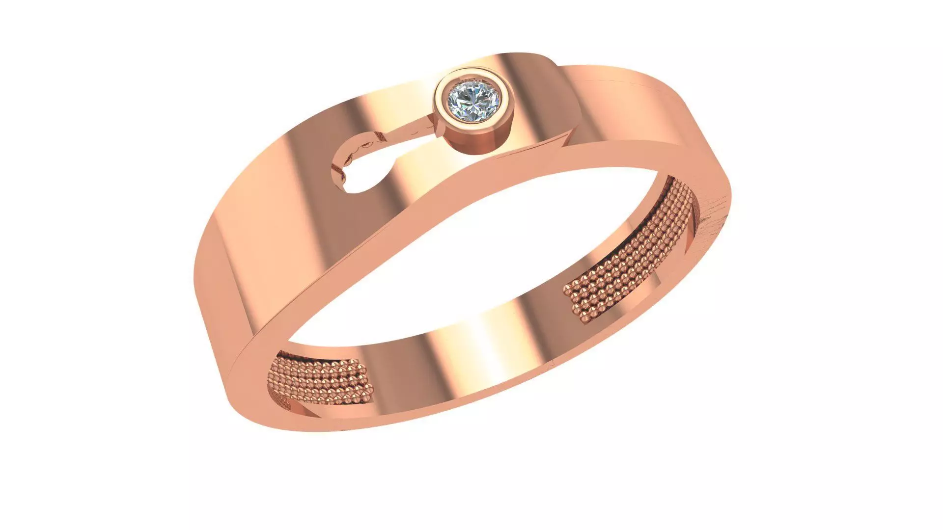 Pin Lock Solitaire Band Ring renders 3dm stl details 3D print model_0