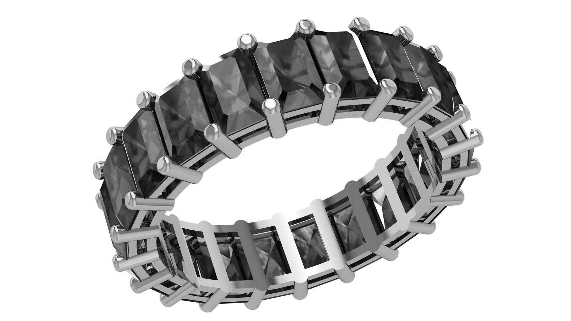 Sapphire Eternity Solitaire Band Ring 3dm stl renders details 3D print model_2