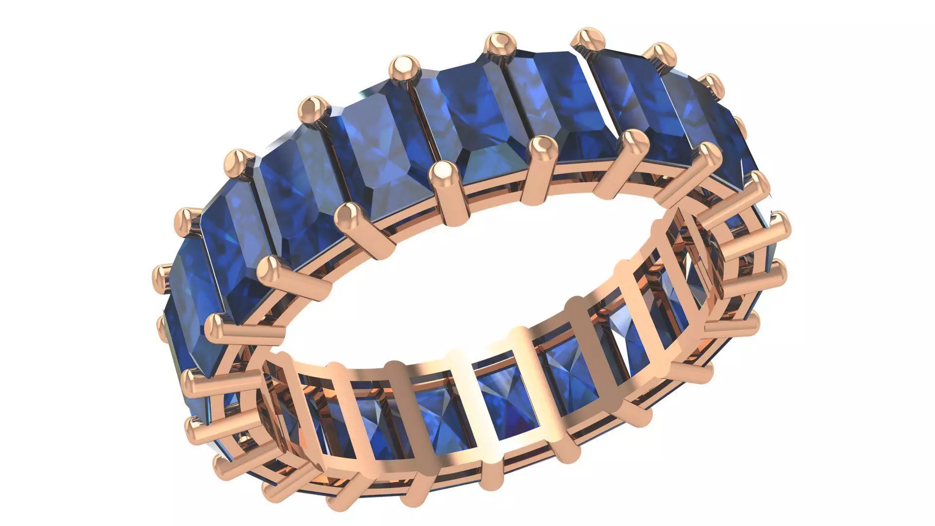 Sapphire Eternity Solitaire Band Ring 3dm stl renders details 3D print model_0