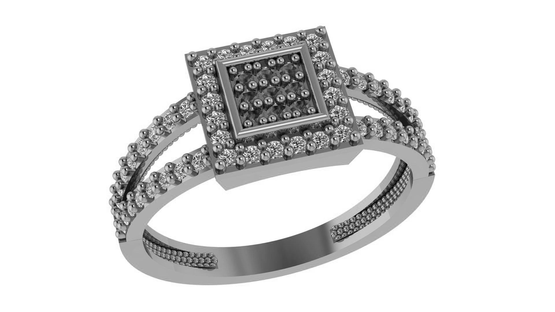 Sapphire High Jewelry Cocktail Ring 3dm stl renders details  3D print model_2