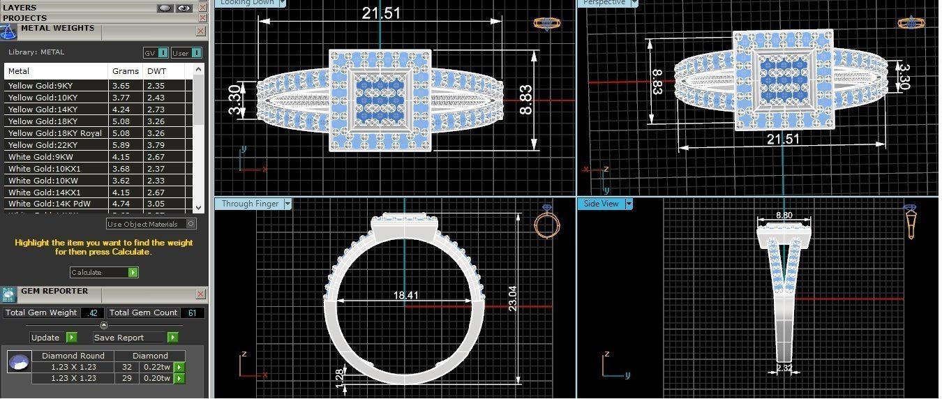 Sapphire High Jewelry Cocktail Ring 3dm stl renders details  3D print model_3