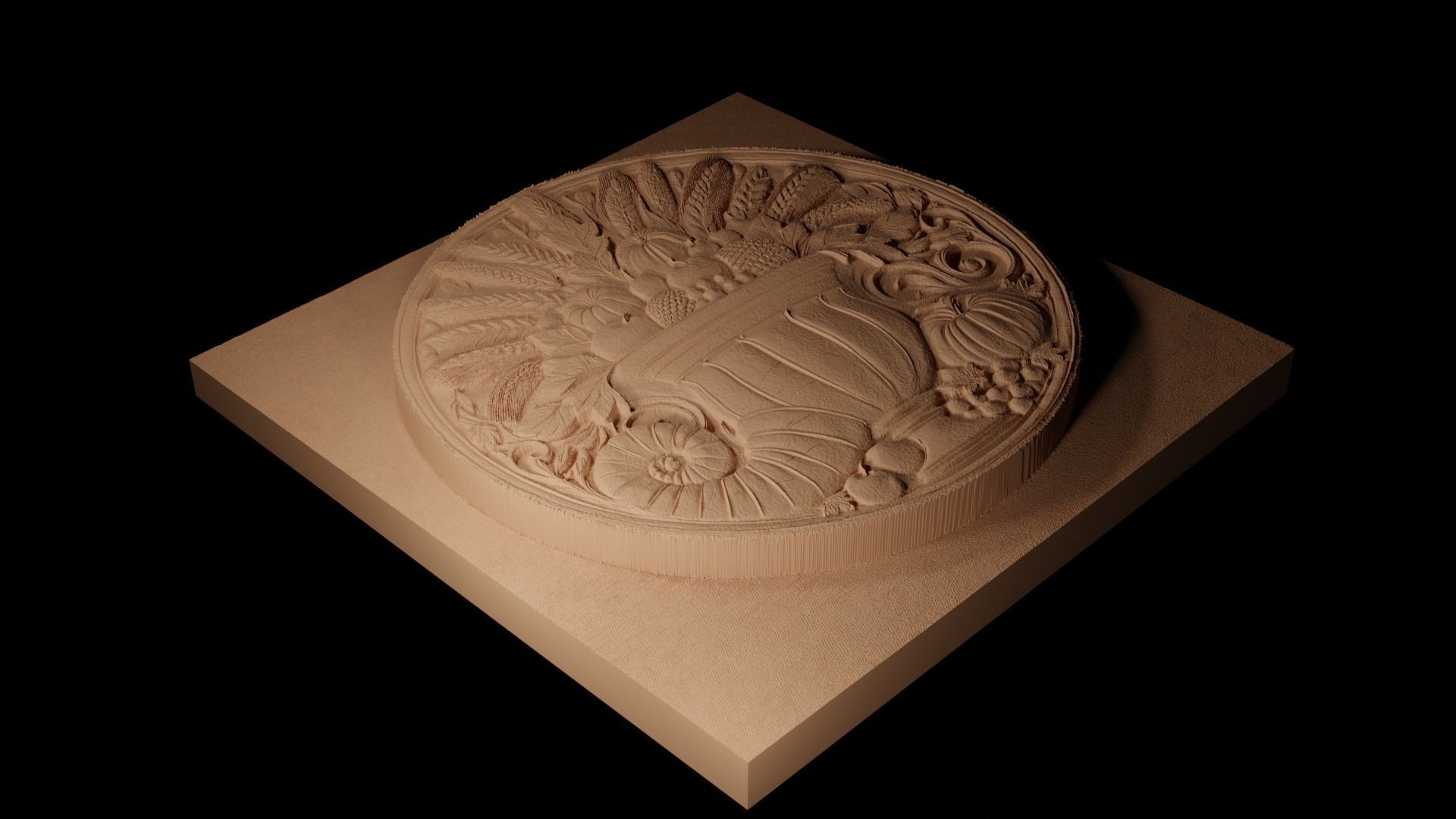 Cornucopia CNC 3d Print High Relief Sand Casting 3D print model_2