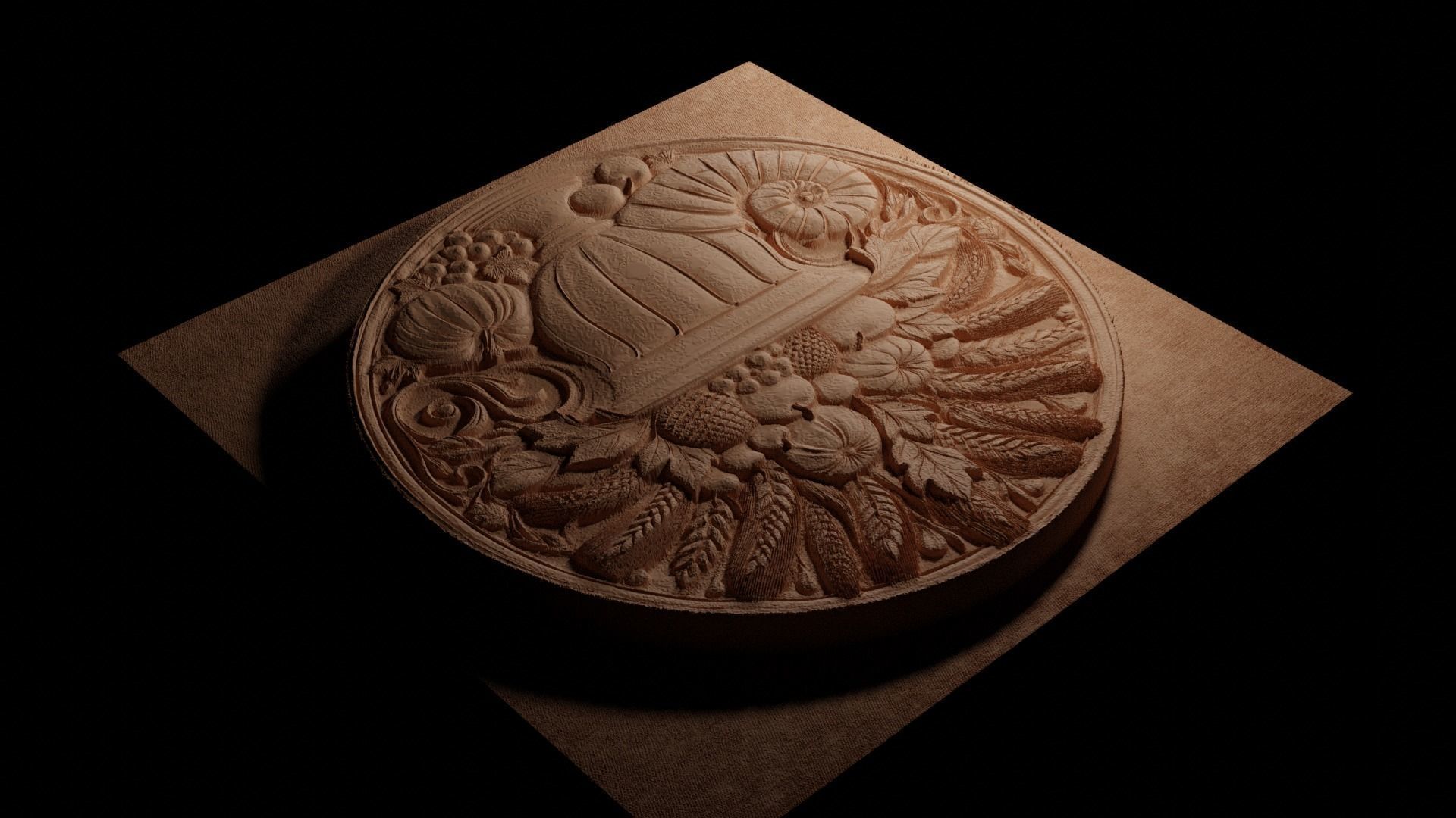 Cornucopia CNC 3d Print High Relief Sand Casting 3D print model_3