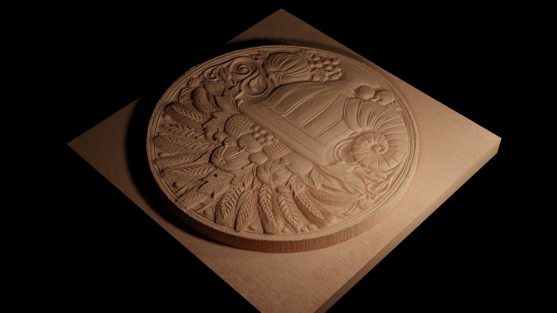 Cornucopia CNC 3d Print High Relief Sand Casting 3D print model_4