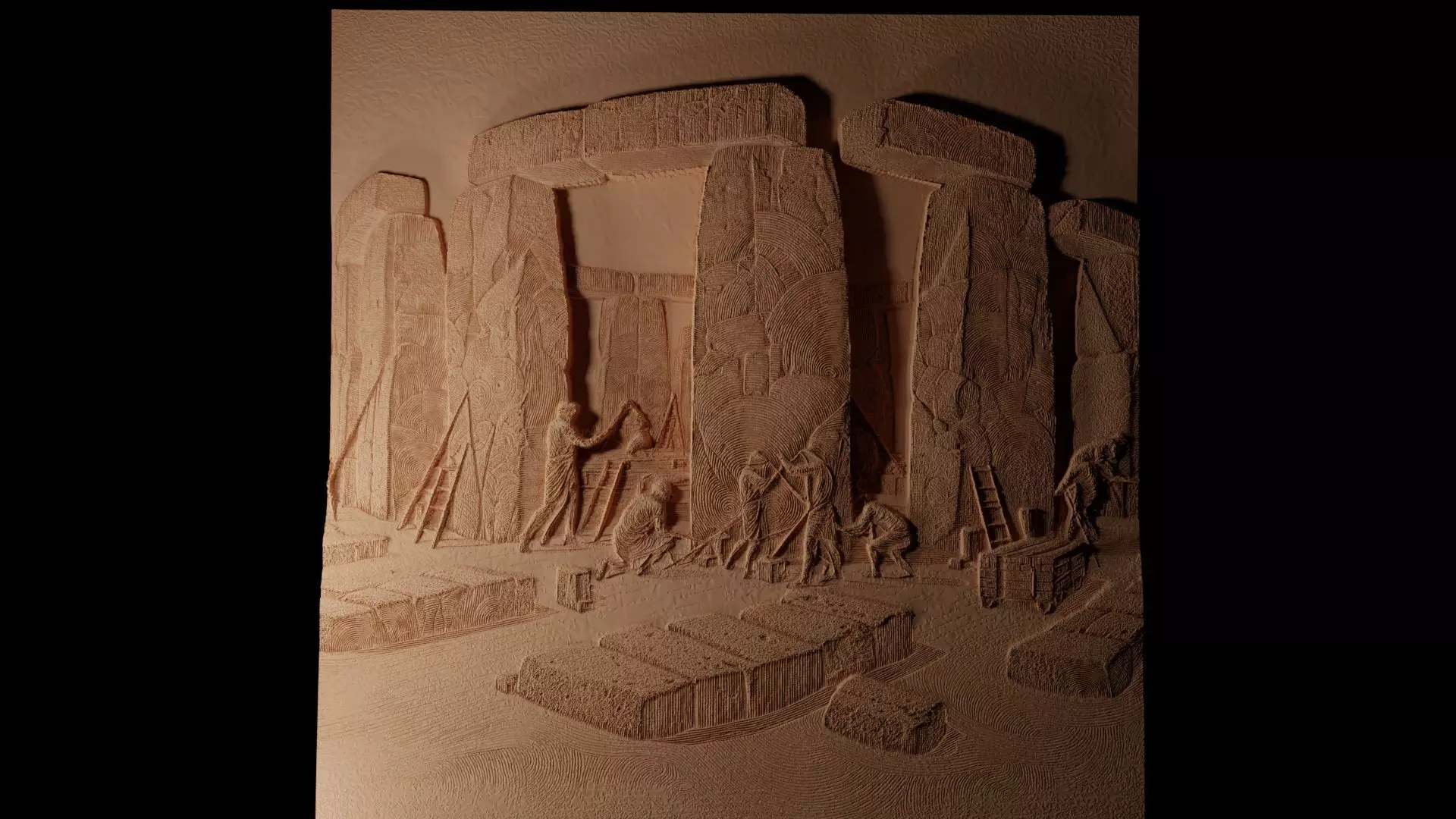 Construction Of Stonehenge CNC 3d Print High Relief Sand Casting 3D print model_0