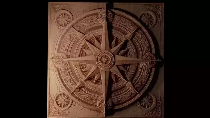 Compass Rose CNC 3d Print High Relief Sand Casting