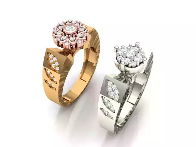 Womens Two piece solitaire ring 3D print model