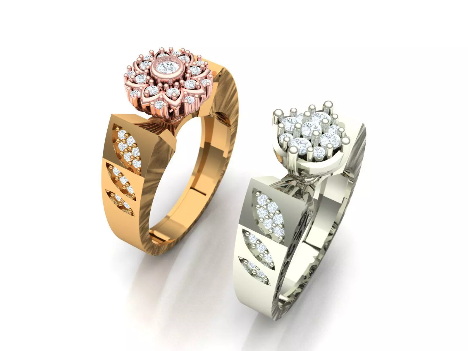 Womens Two piece solitaire ring 3D print model_0