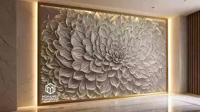 modern panel wall decor set relief stl mural CNC 172