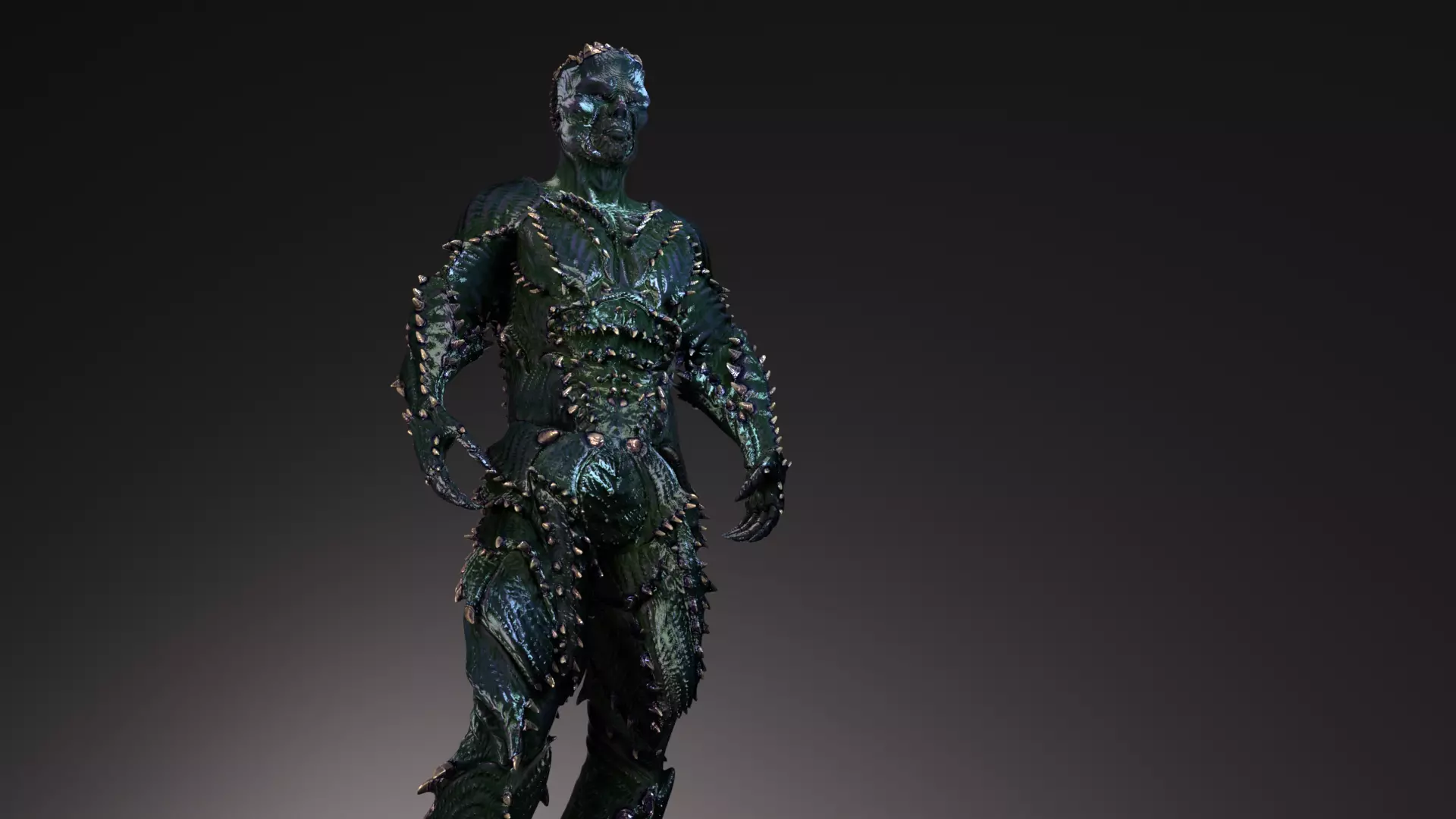 Green Monster Fully Textured and Rigged 3D model_0