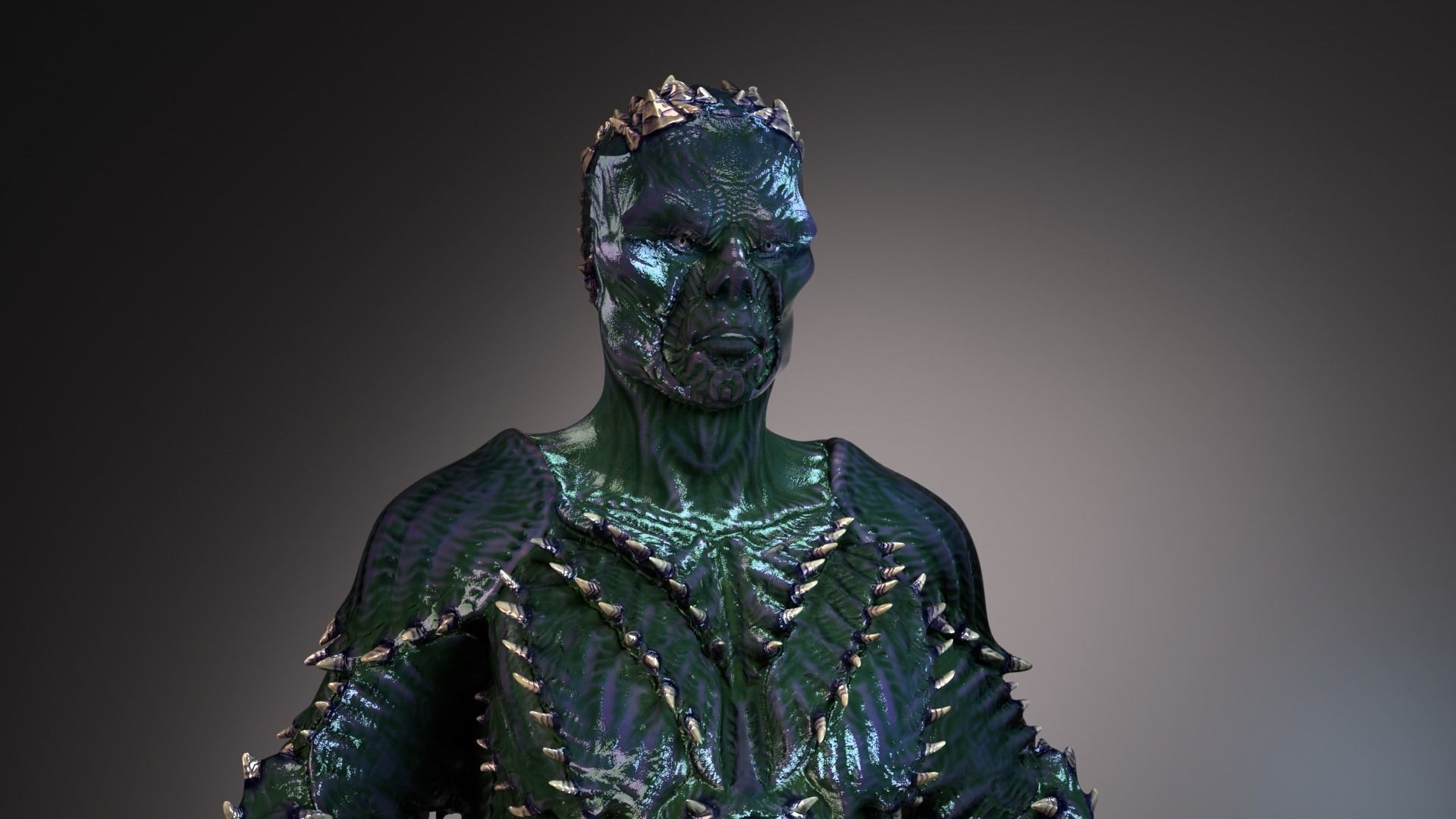 Green Monster Fully Textured and Rigged 3D model_7