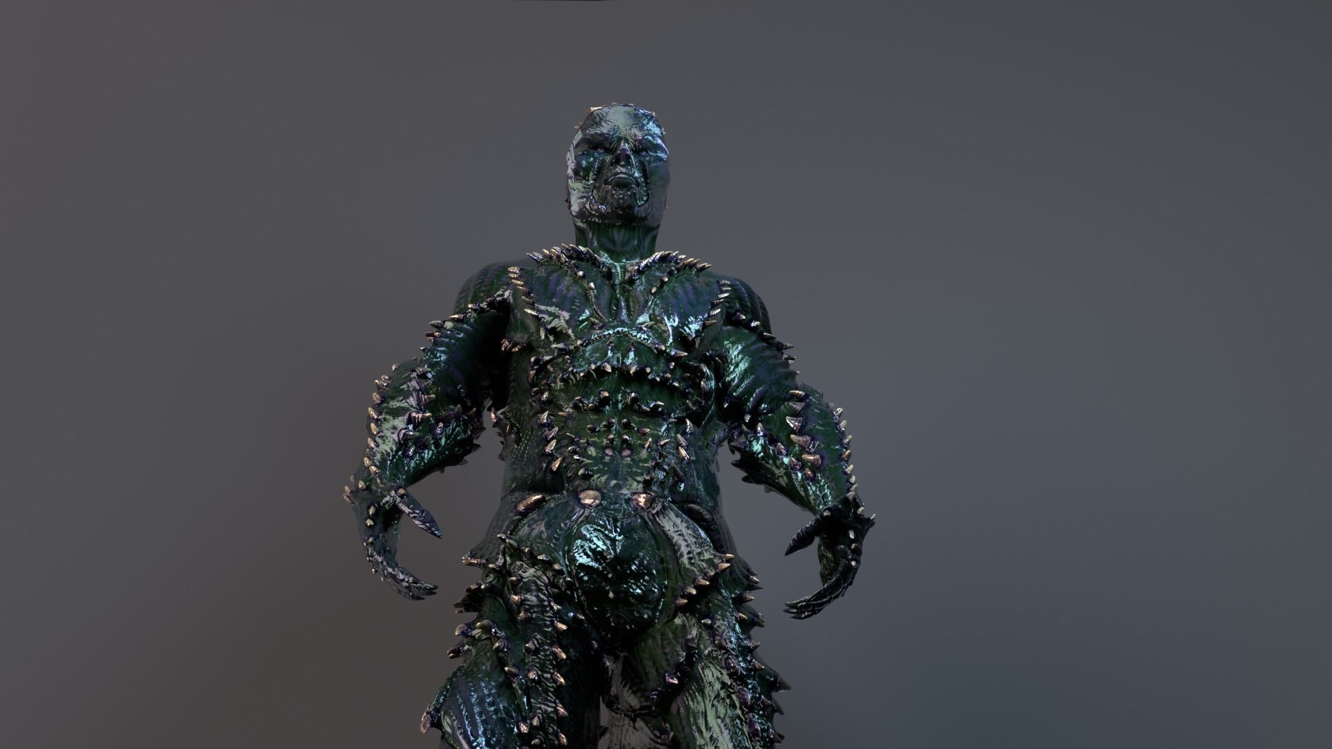 Green Monster Fully Textured and Rigged 3D model_6