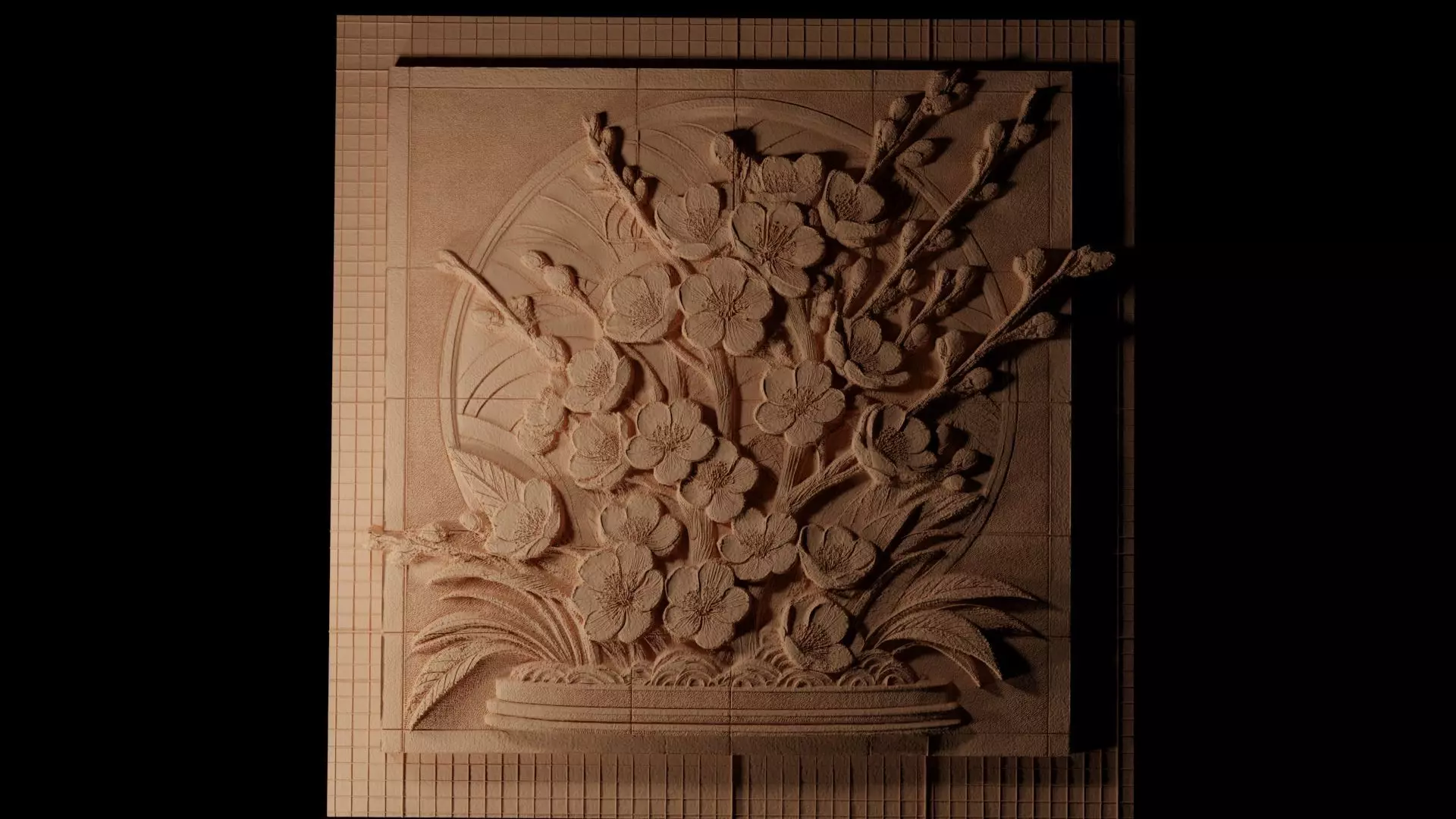 Cherry Blossom CNC 3d Print High Relief Sand Casting 3D print model_0