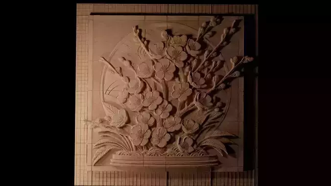 Cherry Blossom CNC 3d Print High Relief Sand Casting