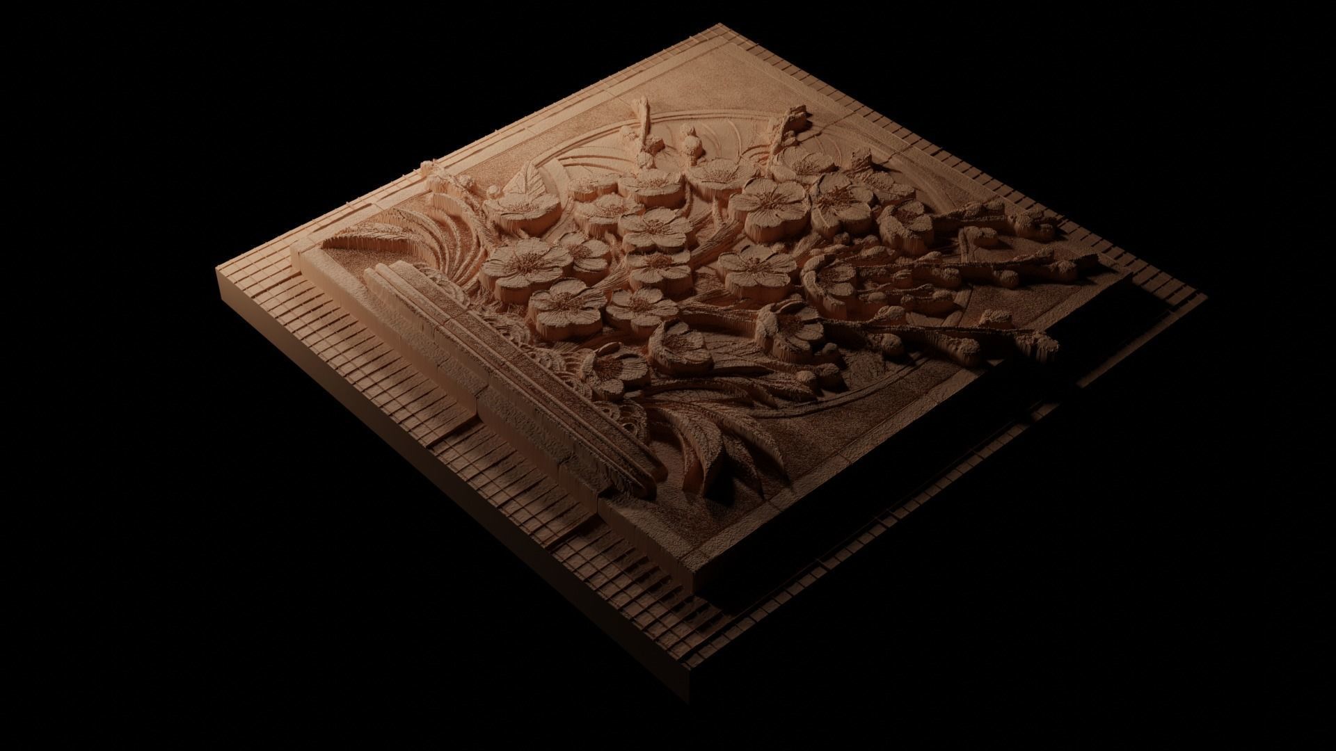 Cherry Blossom CNC 3d Print High Relief Sand Casting 3D print model_1