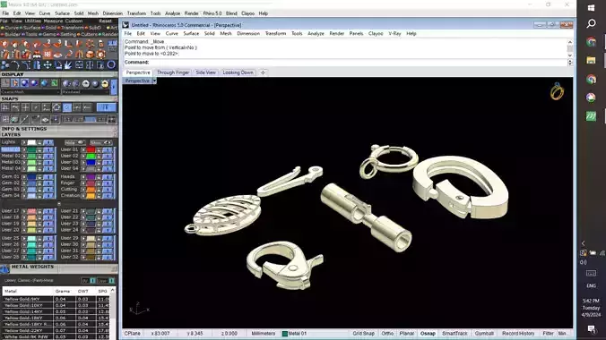 spring lock clasp set for jewelry 3D print model