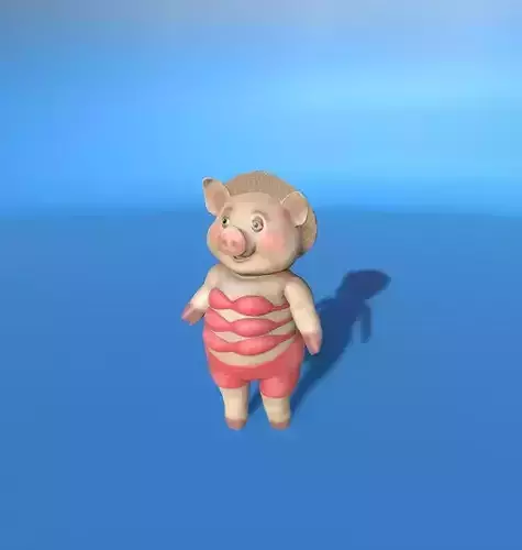 Cartoon Pig 3D Model Low-poly for the GameGame 