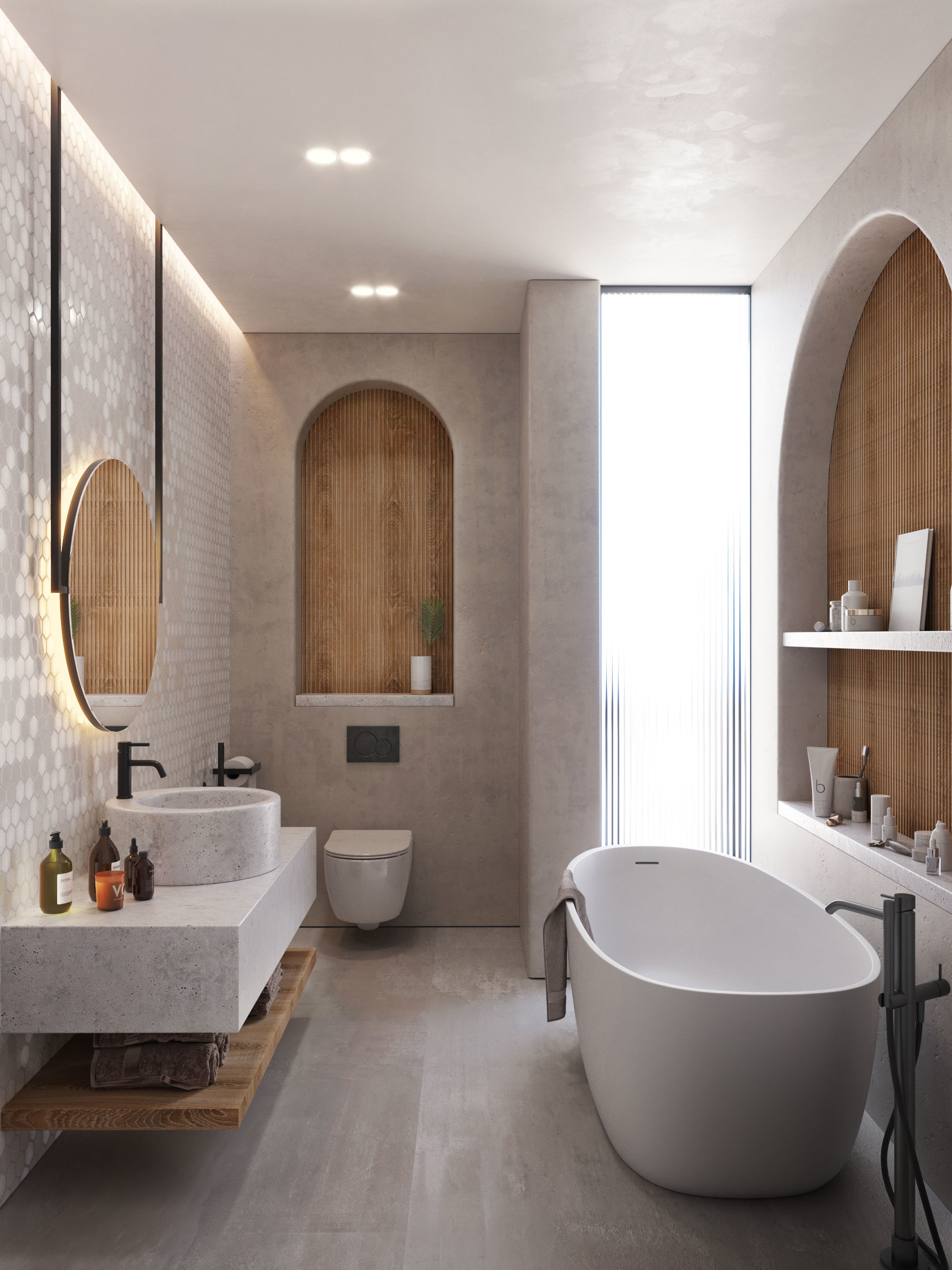Modern Scandinavian Boho Bathroom Premium 3D Interior Scene 3D model_1