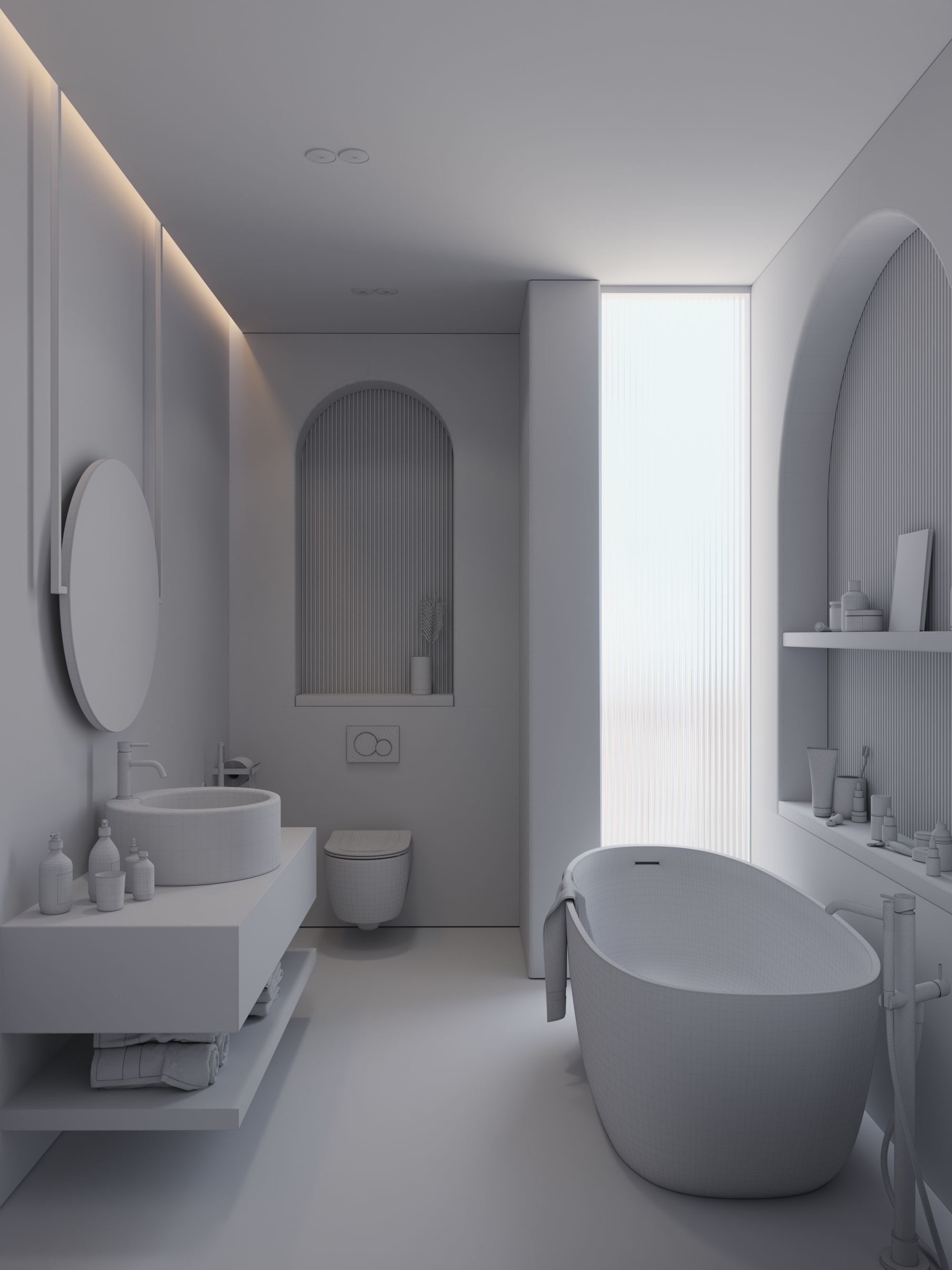 Modern Scandinavian Boho Bathroom Premium 3D Interior Scene 3D model_2