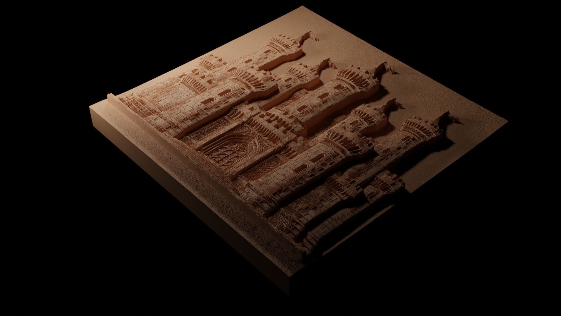 Castle Fortress CNC 3d Print High Relief Sand Casting 3D print model_1