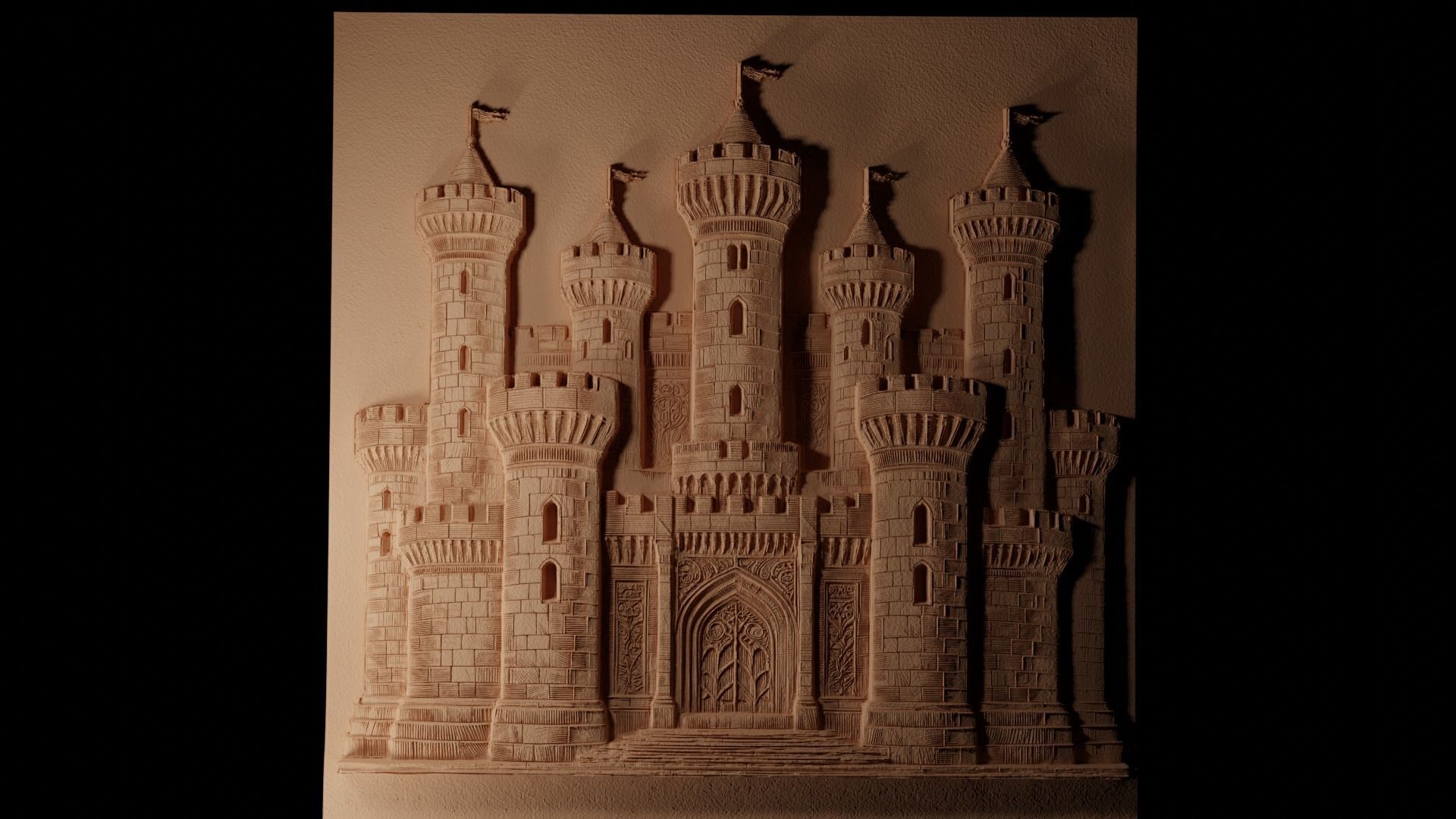 Castle Fortress CNC 3d Print High Relief Sand Casting 3D print model_0