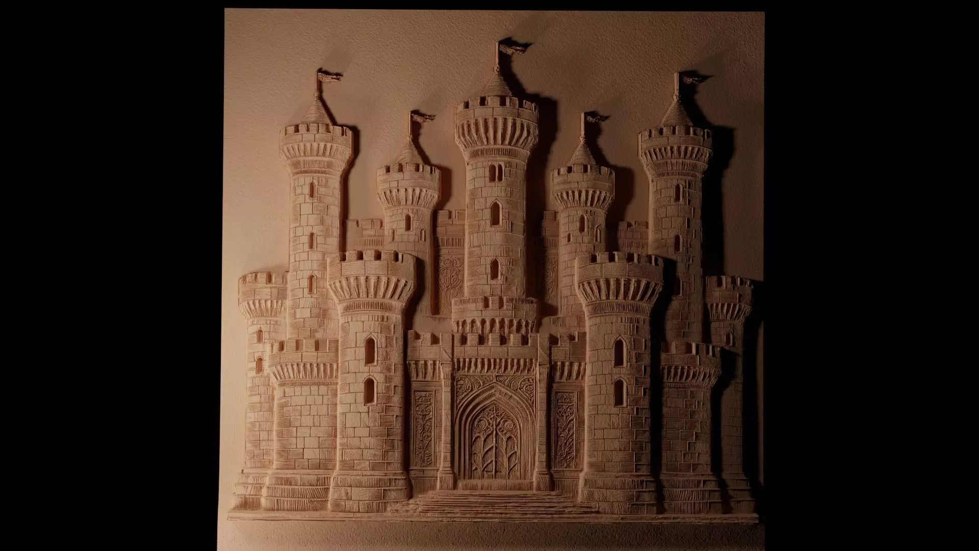 Castle Fortress CNC 3d Print High Relief Sand Casting 3D print model_0