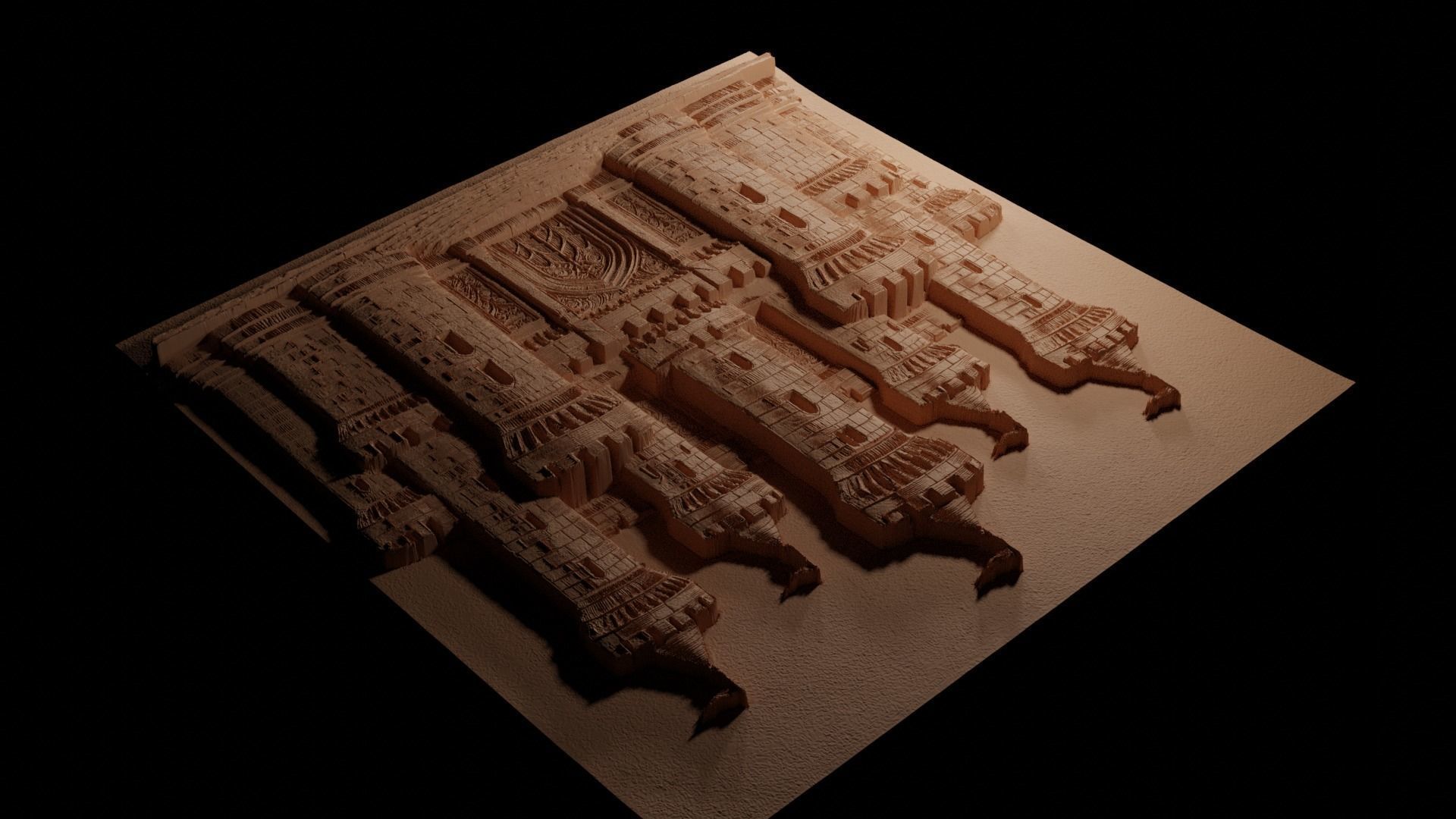 Castle Fortress CNC 3d Print High Relief Sand Casting 3D print model_3